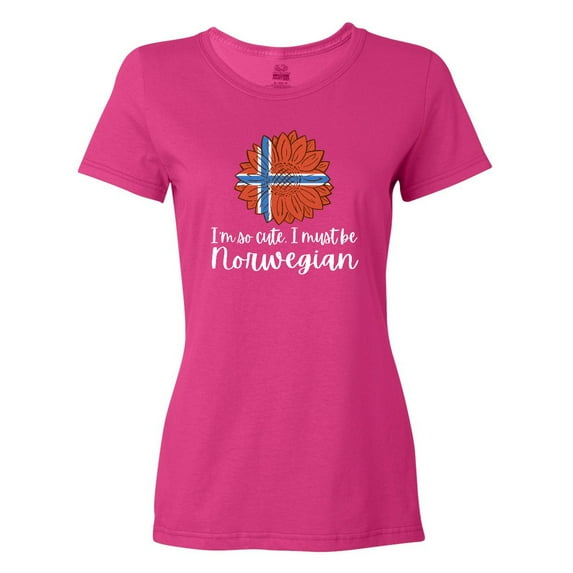 Inktastic I'm So Cute, I Must be Norwegian Sunflower Norway Flag Women's T-Shirt