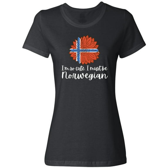 Inktastic I'm So Cute, I Must be Norwegian Sunflower Norway Flag Women's T-Shirt