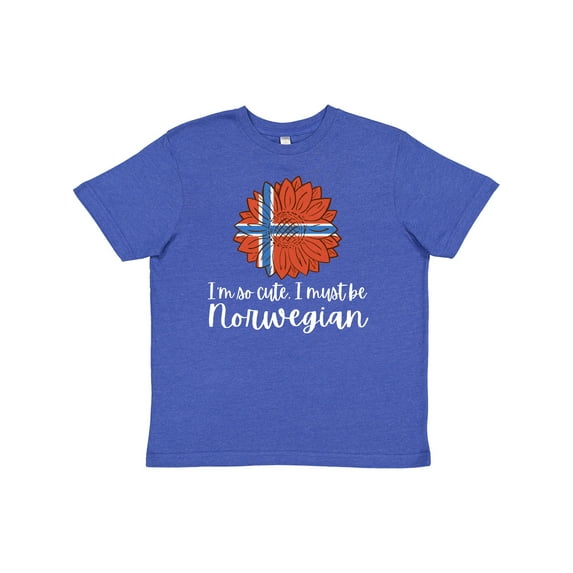 Inktastic I'm So Cute, I Must be Norwegian Sunflower Norway Flag Youth T-Shirt
