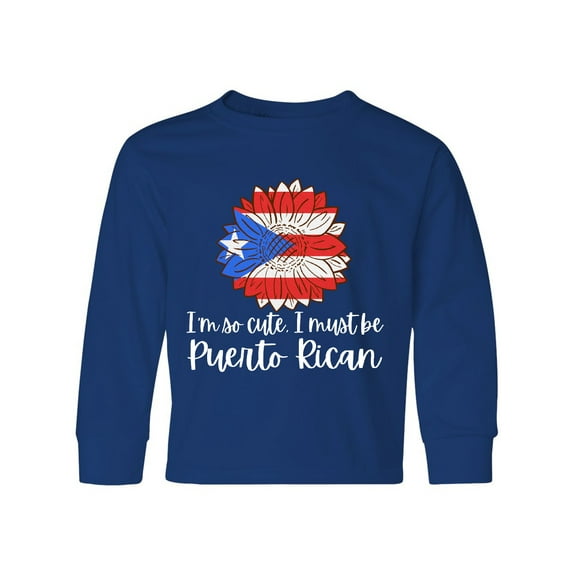 Inktastic I'm So Cute, I Must be Puerto Rican Sunflower Puerto Rico Long Sleeve Youth T-Shirt