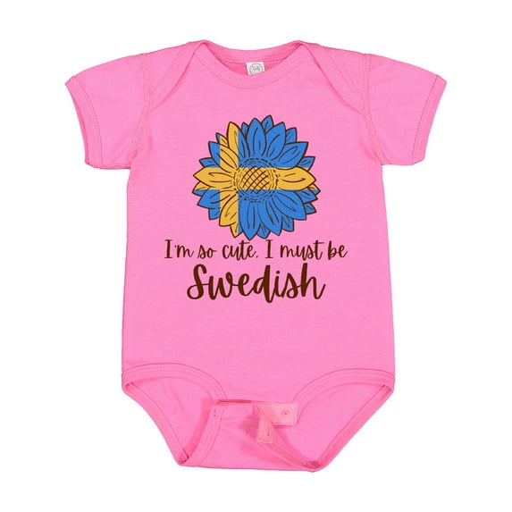 Inktastic I'm So Cute, I Must be Swedish Sunflower Boys or Girls Baby Bodysuit