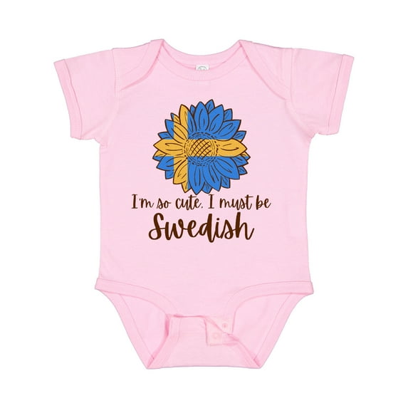 Inktastic I'm So Cute, I Must be Swedish Sunflower Boys or Girls Baby Bodysuit