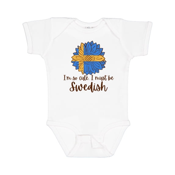 Inktastic I'm So Cute, I Must be Swedish Sunflower Boys or Girls Baby Bodysuit