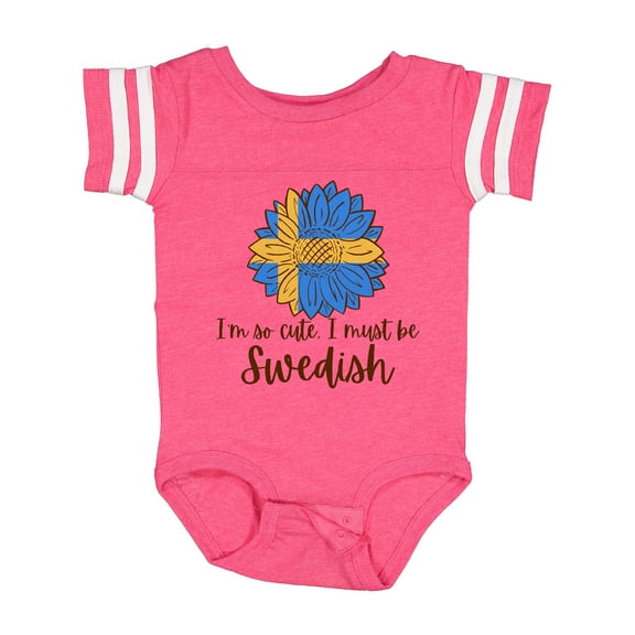 Inktastic I'm So Cute, I Must be Swedish Sunflower Boys or Girls Baby Bodysuit