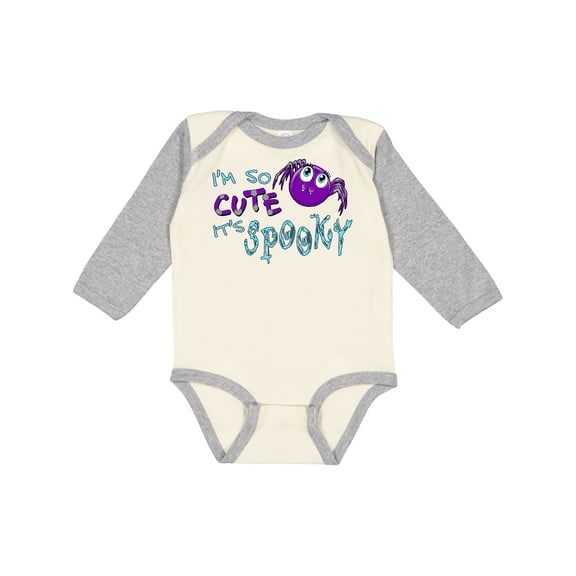 Inktastic I'm So Cute Its Spooky- cute Halloween spider Boys or Girls Long Sleeve Baby Bodysuit