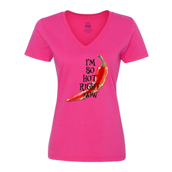 Inktastic I'm So Hot Right Now Chili Pepper on Fire Women's V-Neck T-Shirt