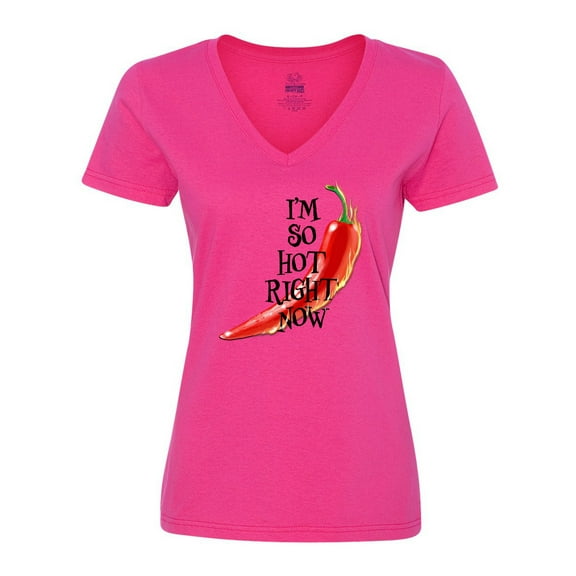 Inktastic I'm So Hot Right Now Chili Pepper on Fire Women's V-Neck T-Shirt
