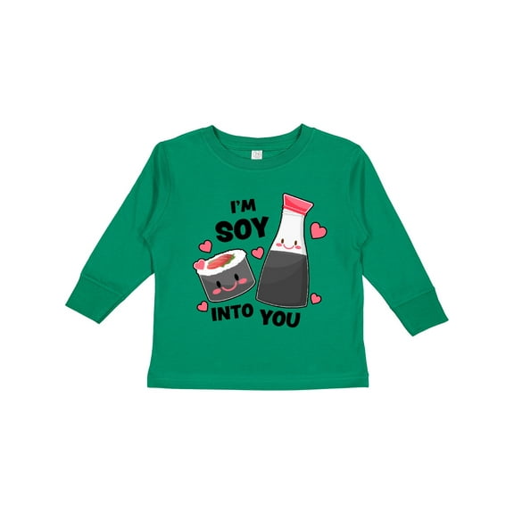 Inktastic I'm Soy Into You with Cute Soy Sauce and Sushi Boys or Girls Long Sleeve Toddler T-Shirt