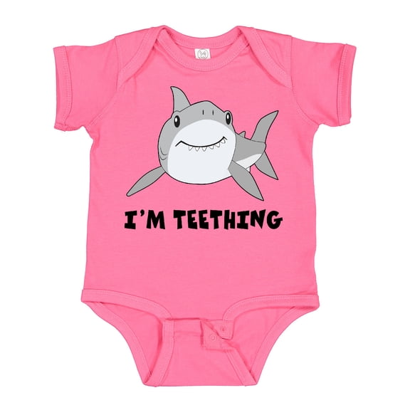 Inktastic I'm Teething Cute Shark Boys or Girls Baby Bodysuit