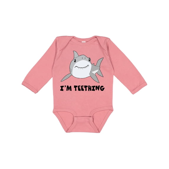 Inktastic I'm Teething Cute Shark Boys or Girls Long Sleeve Baby Bodysuit