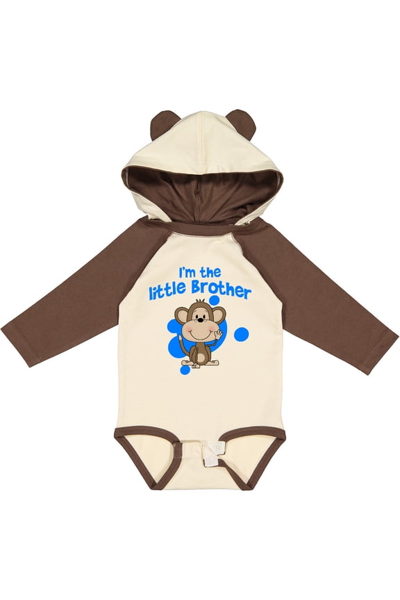 I'm The Little Brother with Cute Monkey Boys Long Sleeve Baby Bodysuit