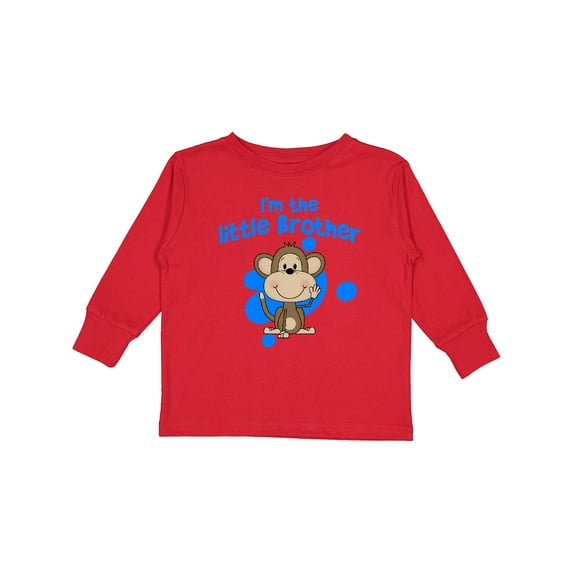 Inktastic I'm The Little Brother with Cute Monkey Boys Long Sleeve Toddler T-Shirt
