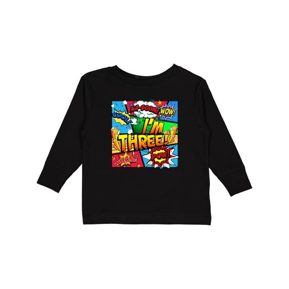 Inktastic I'm Three Comic Book Boys or Girls Long Sleeve Toddler T-Shirt