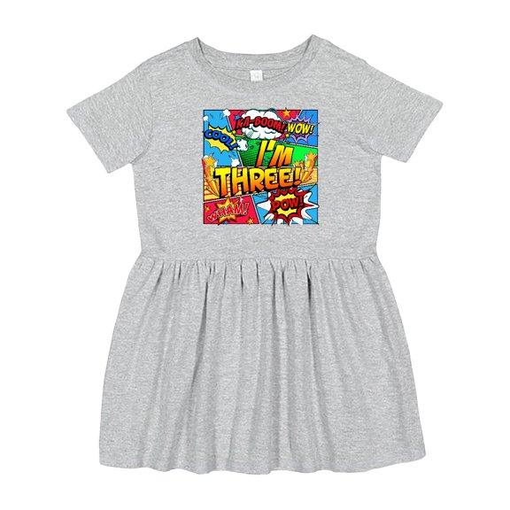 Inktastic I'm Three Comic Book Girls Toddler Dress