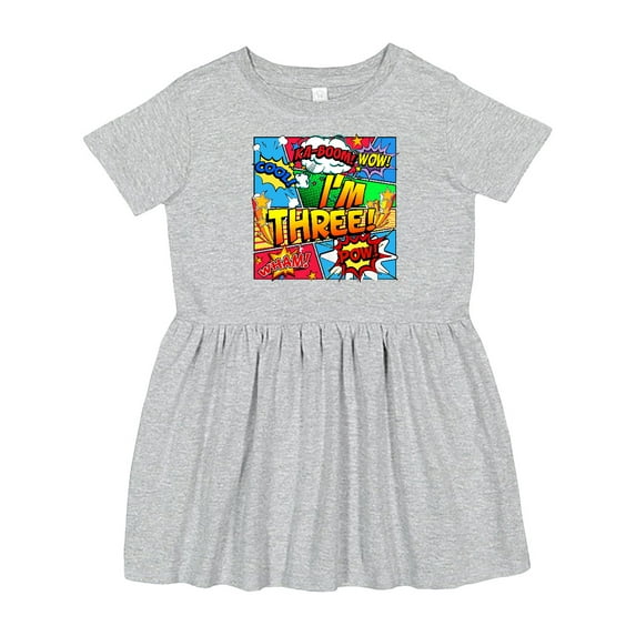 Inktastic I'm Three Comic Book Girls Toddler Dress