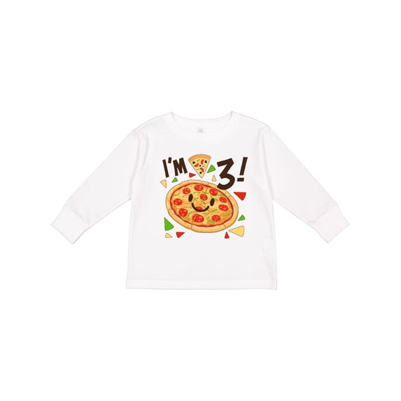 Inktastic I'm Three Pizza Birthday Party Boys or Girls Long Sleeve Toddler T-Shirt