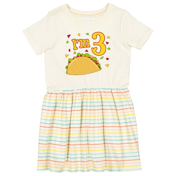 Inktastic I'm Three Taco Birthday Party Girls Toddler Dress