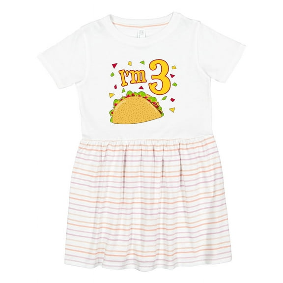 Inktastic I'm Three Taco Birthday Party Girls Toddler Dress