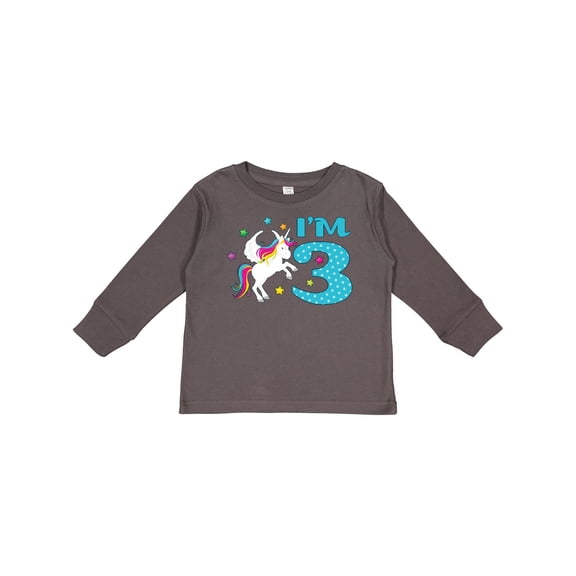 Inktastic I'm Three Unicorn, 3rd Birthday Boys or Girls Long Sleeve Toddler T-Shirt