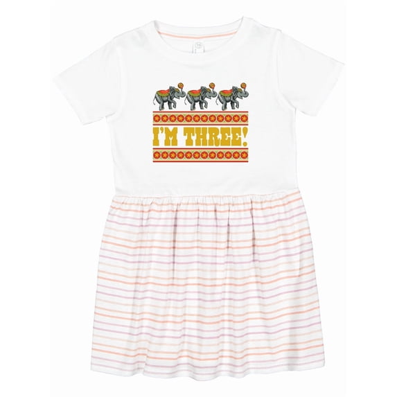 Inktastic I'm Three Vintage Circus Elephant Third Birthday Girls Toddler Dress
