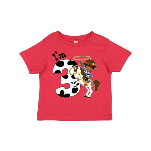 Inktastic I'm Three-cowboy Riding Horse Birthday Boys Toddler T-Shirt