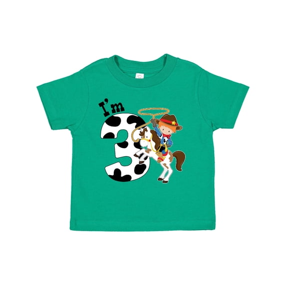 Inktastic I'm Three-cowboy Riding Horse Birthday Boys Toddler T-Shirt