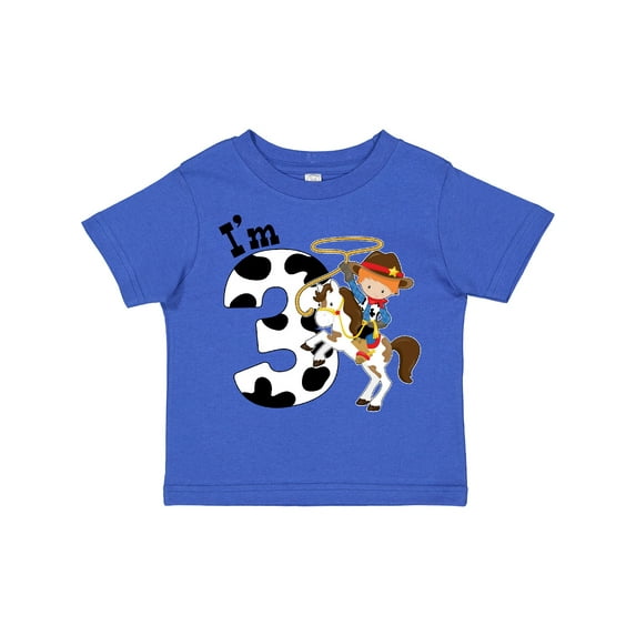 Inktastic I'm Three-cowboy Riding Horse Birthday Boys Toddler T-Shirt