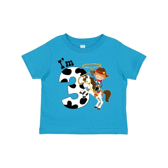 Inktastic I'm Three-cowboy Riding Horse Birthday Boys Toddler T-Shirt