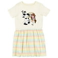 thumbnail image 1 of Inktastic I'm Three-cowgirl Riding Horse Birthday Girls Toddler Dress, 1 of 5