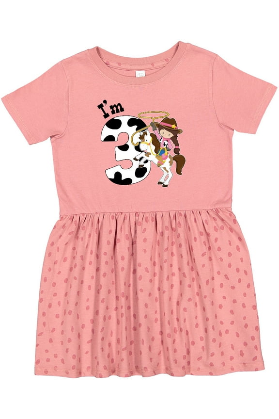 I'm Three-cowgirl Riding Horse Birthday Girls Toddler Dress