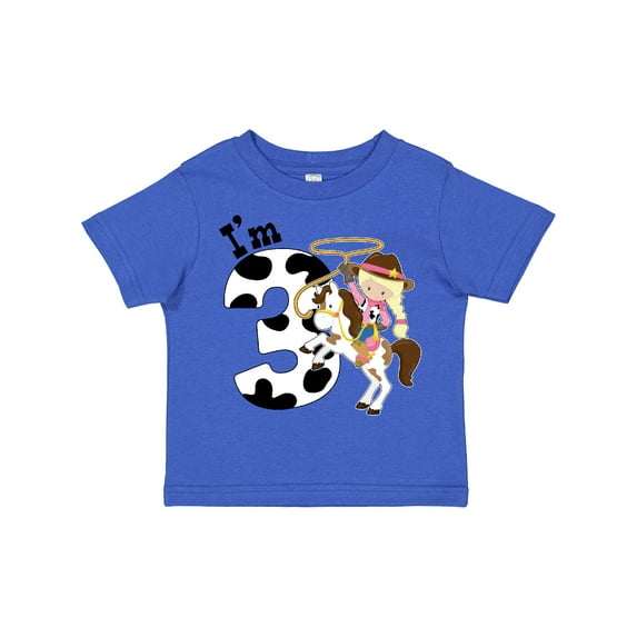 Inktastic I'm Three-cowgirl Riding Horse Birthday Girls Toddler T-Shirt
