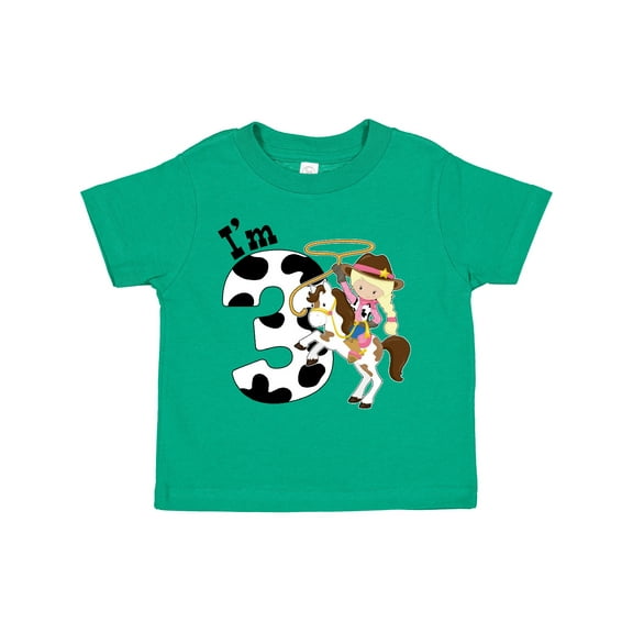 Inktastic I'm Three-cowgirl Riding Horse Birthday Girls Toddler T-Shirt