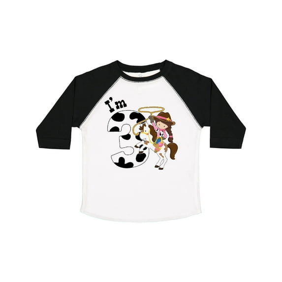 Inktastic I'm Three-cowgirl Riding Horse Birthday Girls Toddler T-Shirt