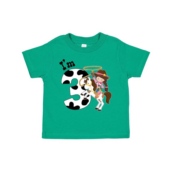Inktastic I'm Three-cowgirl Riding Horse Birthday Girls Toddler T-Shirt