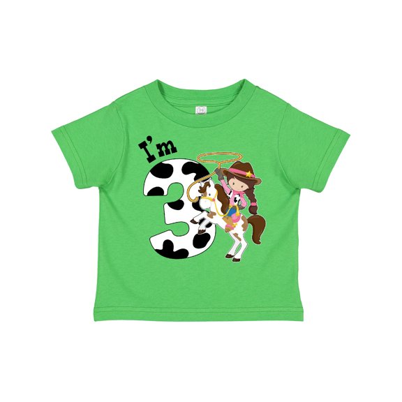 Inktastic I'm Three-cowgirl Riding Horse Birthday Girls Toddler T-Shirt