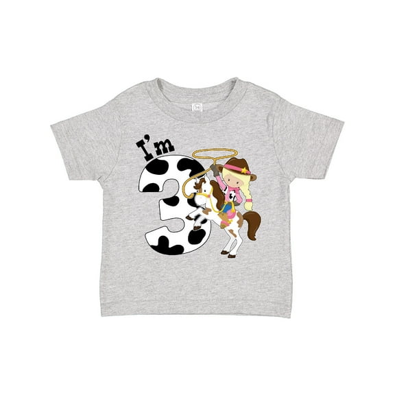 Inktastic I'm Three-cowgirl Riding Horse Birthday Girls Toddler T-Shirt
