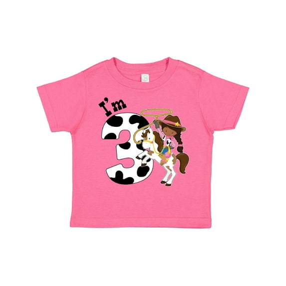 Inktastic I'm Three-cowgirl Riding Horse Birthday Girls Toddler T-Shirt