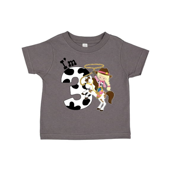 Inktastic I'm Three-cowgirl Riding Horse Birthday Girls Toddler T-Shirt
