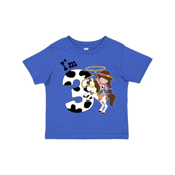 Inktastic I'm Three-cowgirl Riding Horse Birthday Girls Toddler T-Shirt