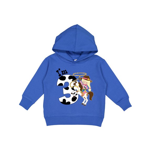 Inktastic I'm Three-cowgirl Riding Horse Birthday Toddler Hoodie