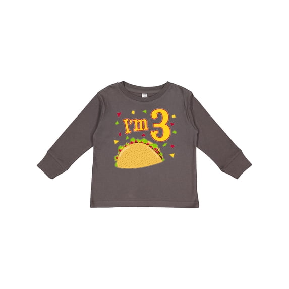 Inktastic I'm Three- taco birthday party Boys or Girls Long Sleeve Toddler T-Shirt