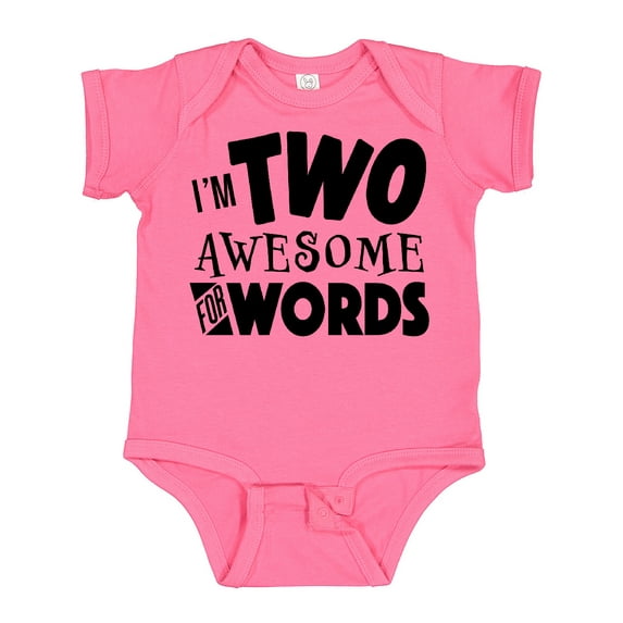 Inktastic I'm Two Awesome for Words 2nd birthday Boys or Girls Baby Bodysuit