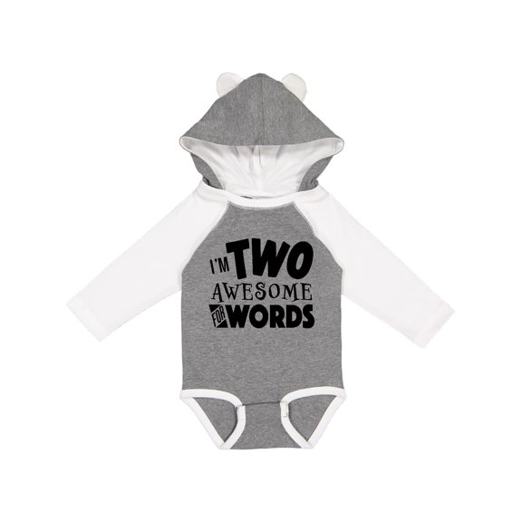 Inktastic I'm Two Awesome for Words 2nd birthday Boys or Girls Long Sleeve Baby Bodysuit