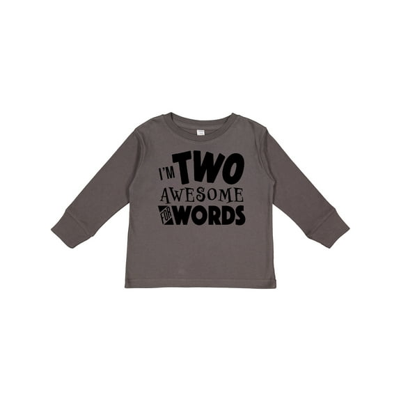 Inktastic I'm Two Awesome for Words 2nd birthday Boys or Girls Long Sleeve Toddler T-Shirt