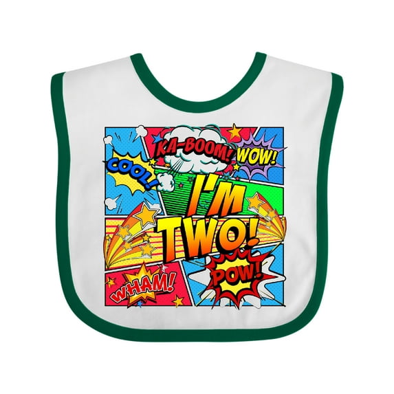 Inktastic I'm Two Comic Book Boys or Girls Baby Bib