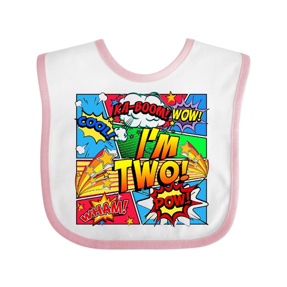 Inktastic I'm Two Comic Book Boys or Girls Baby Bib
