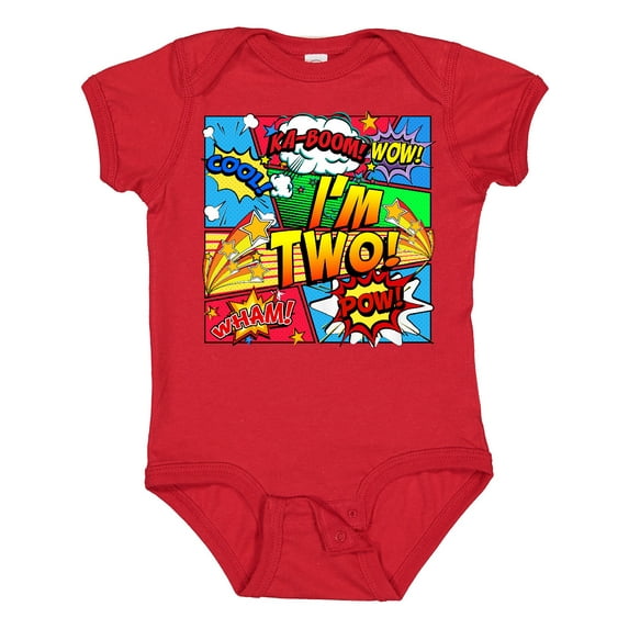 Inktastic I'm Two Comic Book Boys or Girls Baby Bodysuit