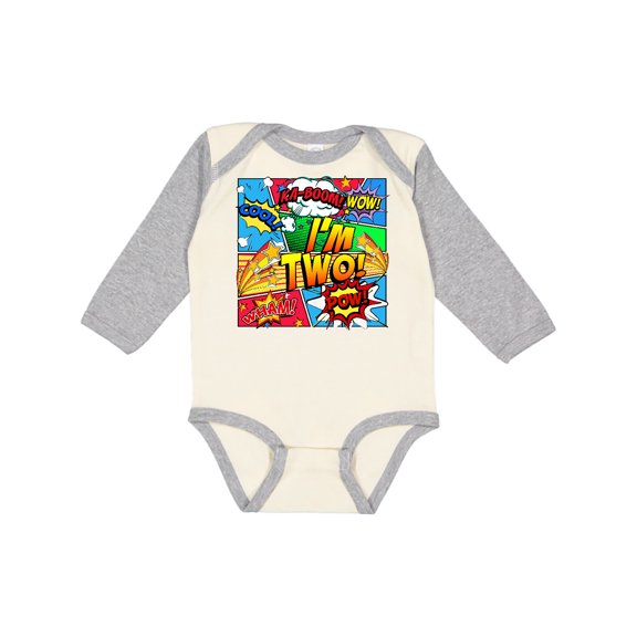 Inktastic I'm Two Comic Book Boys or Girls Long Sleeve Baby Bodysuit