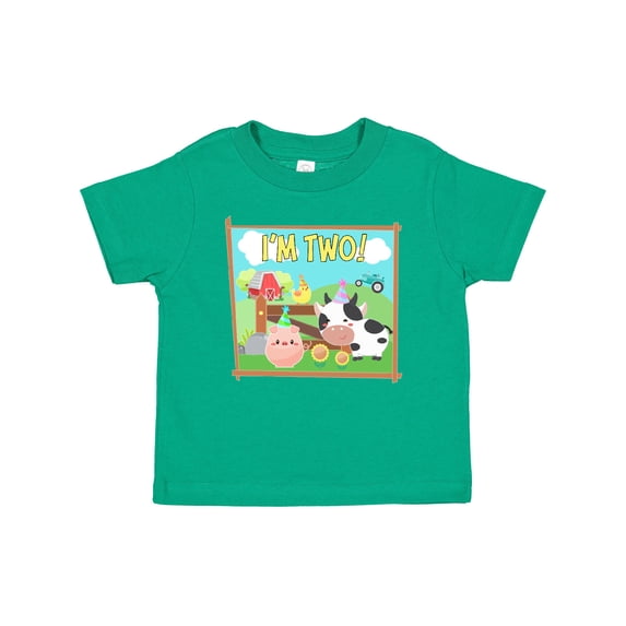 Inktastic I'm Two Farm Animals Wearing Birthday Party Hats Boys or Girls Baby T-Shirt