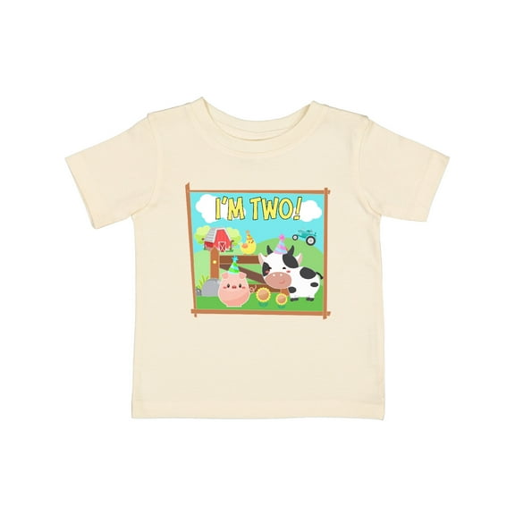 Inktastic I'm Two Farm Animals Wearing Birthday Party Hats Boys or Girls Baby T-Shirt